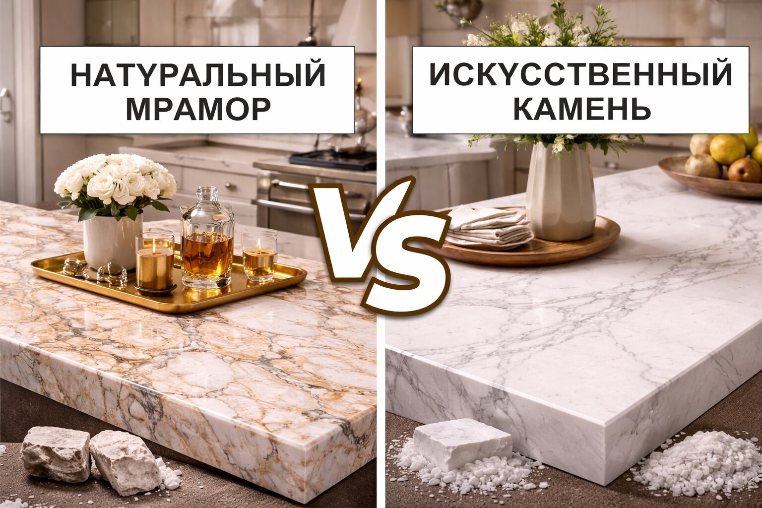Натуральный мрамор и искусственный - какие отличия